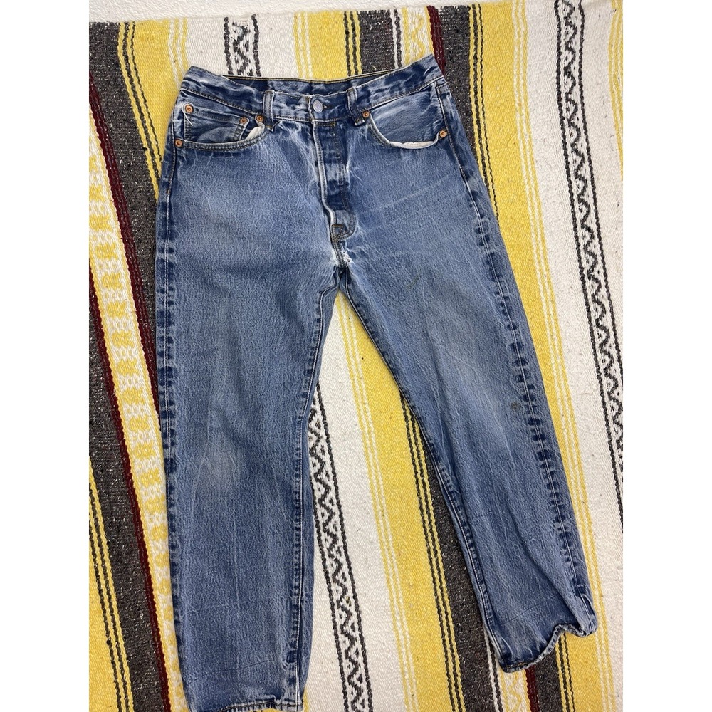 Levis 501 Jeans Mens 34x32 Blue Button Fly Pants Original Classic Straight Faded